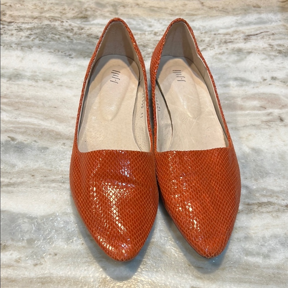 J. Jill Orange Flats with Snakeskin Texture